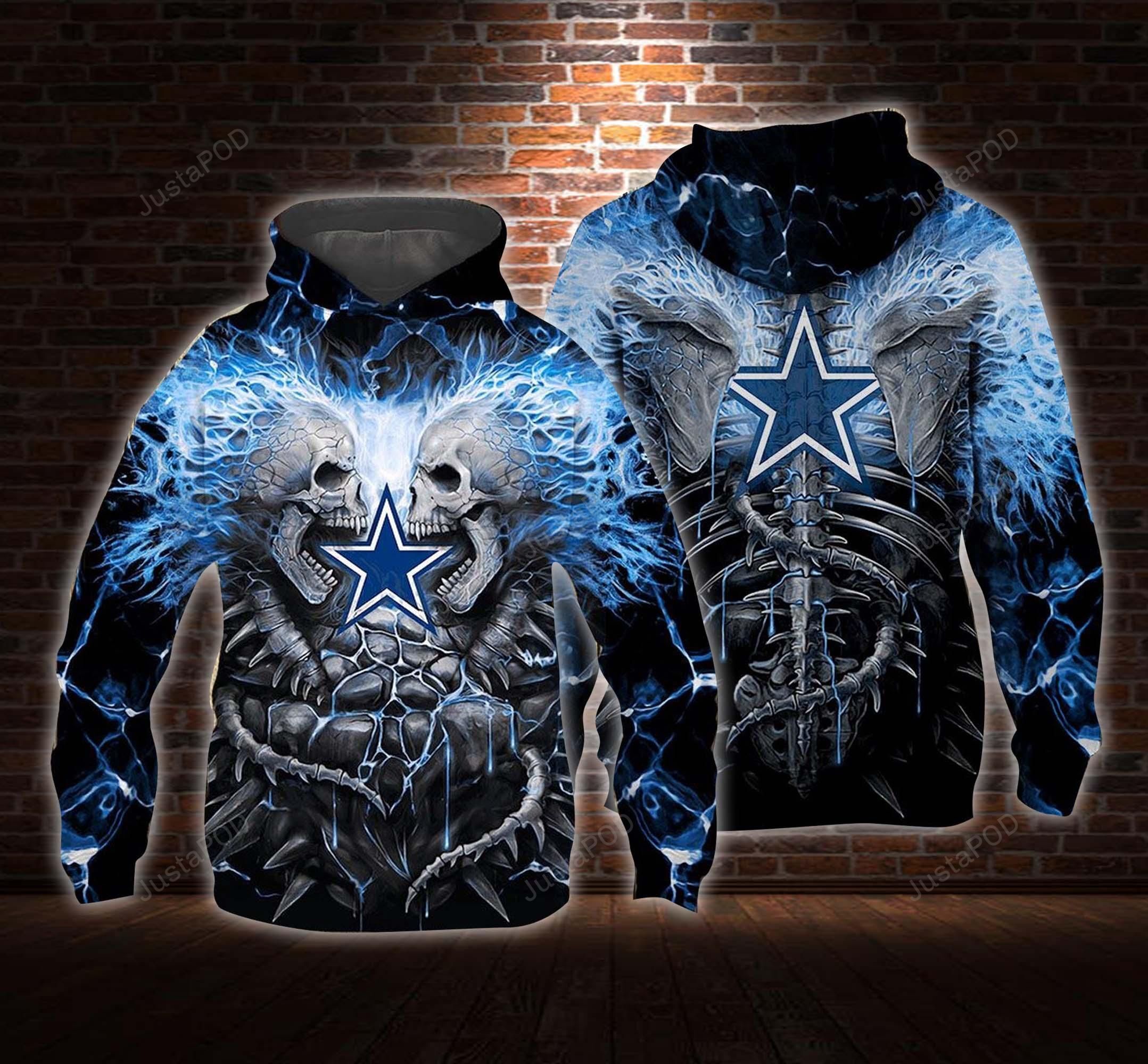 Skull Dallas Cowboys Nfl 3D All Over Print Zip Up Hoodie Option