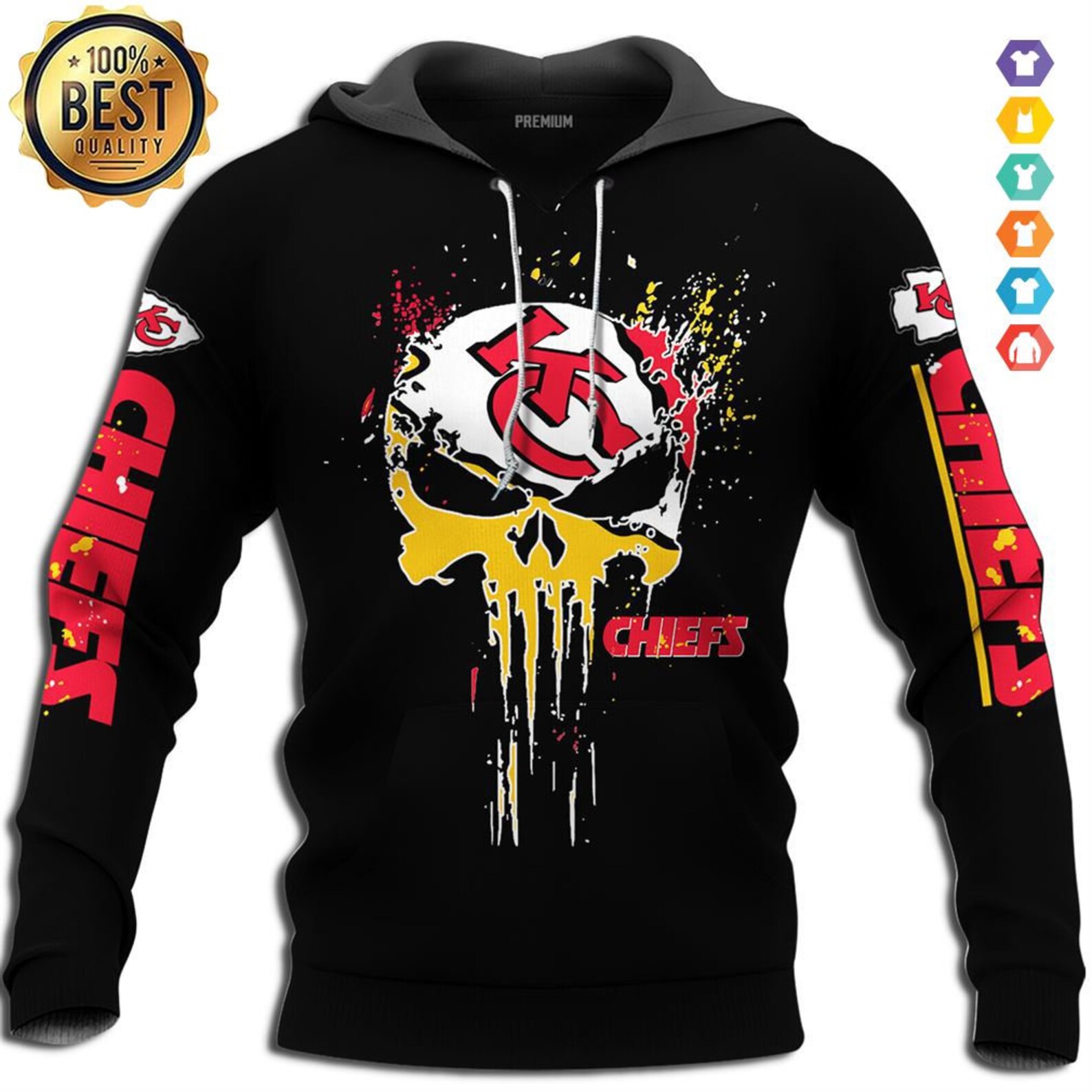 Skull Kansas City Chiefs American Football Team Nfl 3D All Over Print Zip Up Hoodie Option