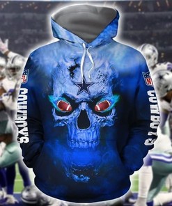 Skull On Fire Dallas Cowboys Nfl 3D All Over Print Zip Up Hoodie Option