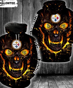Skull Pittsburgh Steelers 3D Hoodie Zip Hoodie, Nfl 3D All Over Print Hoodie Zip Hoodie