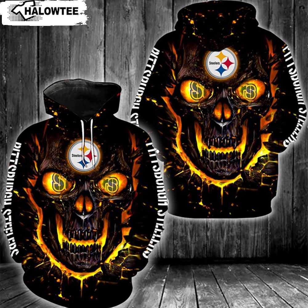 Skull Pittsburgh Steelers 3D Hoodie Zip Hoodie, Nfl 3D All Over Print Hoodie Zip Hoodie