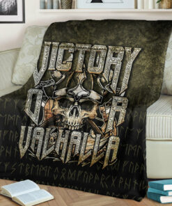 Skull Viking Blanket Victory or Valhalla Sherpa Fleece Blanket Gifts for Viking Lovers
