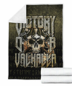 Skull Viking Blanket Victory or Valhalla Sherpa Fleece Blanket Gifts for Viking Lovers
