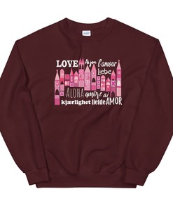 Small World Love Sweatshirt Disney Valentine's Day Language of Love Unisex Crew Sweatshirt