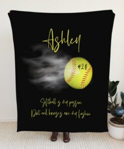 Softball Blanket Personalized, Sports Blanket, Softball Bedding