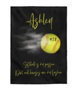 Softball Blanket Personalized, Sports Blanket, Softball Bedding