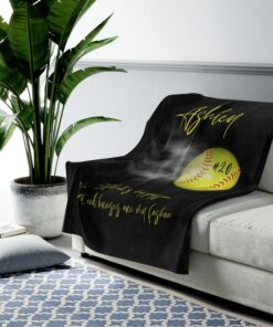 Softball Blanket Personalized, Sports Blanket, Softball Bedding