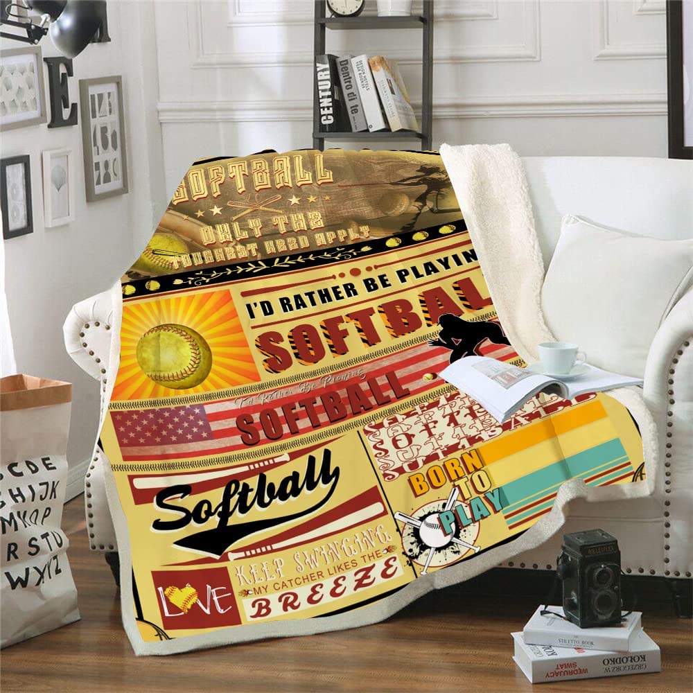 Softball Blanket Softball Gifts Girl-Boy-Team-Player Blanket