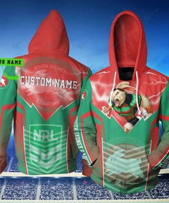 South Sydney Rabbitohs Nrl Lightning Mascot Custom 3D All Over Print Hoodie