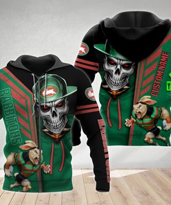 South Sydney Rabbitohs Nrl Skull Cap Custom Name 3D All Over Print Hoodie