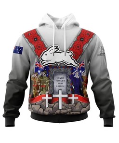 South Sydney Rabbitohs Specialized Anzac Jersey 3D Hoodie Zip Hoodie, Nrl 3D All Over Print Hoodie Zip Hoodie