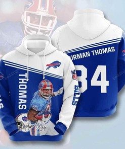 Sports American Football Buffalo Bills Thurman Thomas 3D Hoodie Zip Hoodie, Nfl 3D All Over Print Hoodie Zip Hoodie