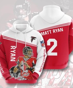Sports American Football Nfl Atlanta Falcons Matt Ryan 3D All Over Print Zip Up Hoodie Option