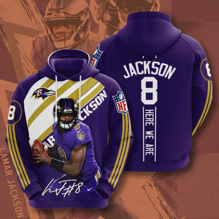 Sports American Football Nfl Baltimore Ravens Lamar Jackson 3D All Over Print Zip Up Hoodie Option