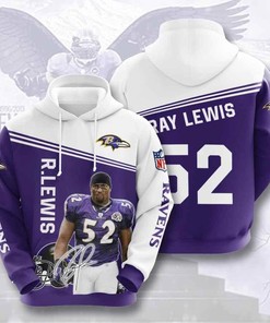 Sports American Football Nfl Baltimore Ravens Ray Lewis 3D All Over Print Zip Up Hoodie Option