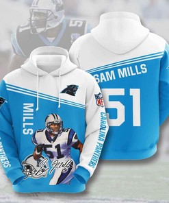 Sports American Football Nfl Carolina Panthers Sam Mills 3D All Over Print Zip Up Hoodie Option