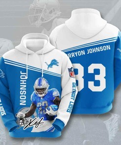 Sports American Football Nfl Detroit Lions Kerryon Johnson 3D All Over Print Zip Up Hoodie Option