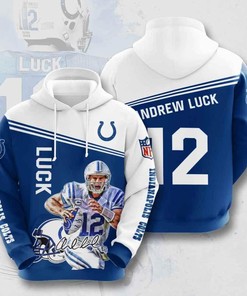 Sports American Football Nfl Indianapolis Colts Andrew Luck 3D All Over Print Zip Up Hoodie Option