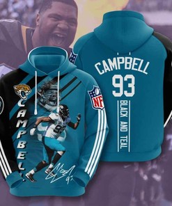 Sports American Football Nfl Jacksonville Jaguars Calais Campbell 3D All Over Print Zip Up Hoodie Option