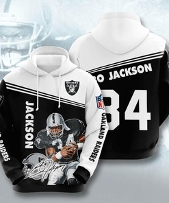Sports American Football Nfl Las Vegas Raiders Bo Jackson 3D All Over Print Zip Up Hoodie Option