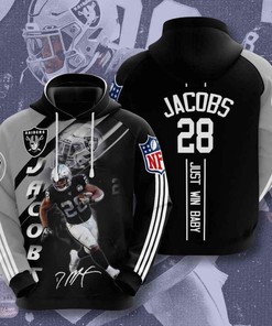 Sports American Football Nfl Las Vegas Raiders Josh Jacobs 3D All Over Print Zip Up Hoodie Option
