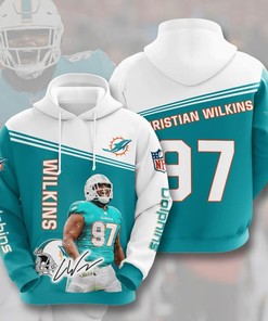 Sports American Football Nfl Miami Dolphins Christian Wilkins 3D All Over Print Zip Up Hoodie Option