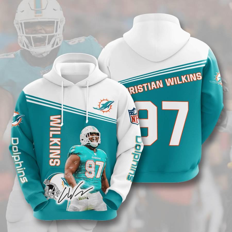 Sports American Football Nfl Miami Dolphins Christian Wilkins 3D All Over Print Zip Up Hoodie Option