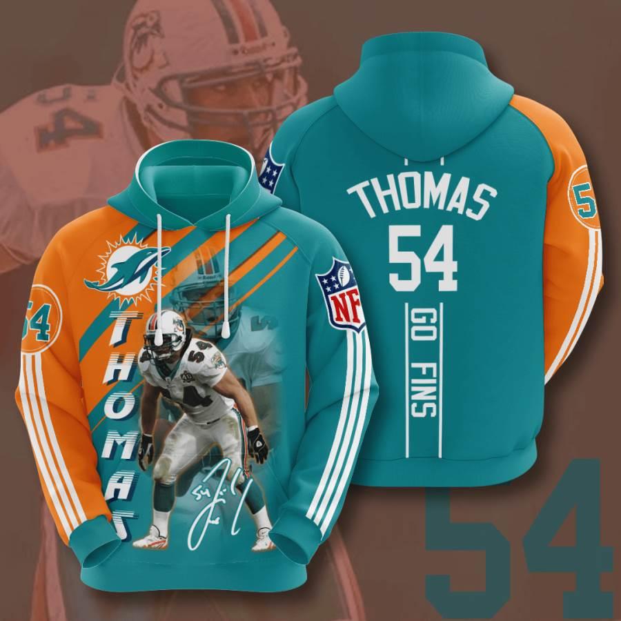 Sports American Football Nfl Miami Dolphins Zach Thomas 3D All Over Print Zip Up Hoodie Option