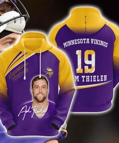 Sports American Football Nfl Minnesota Vikings Adam Thielen 3D All Over Print Zip Up Hoodie Option