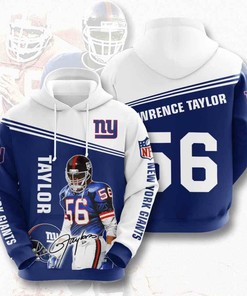 Sports American Football Nfl New York Giants Lawrence Taylor 3D All Over Print Zip Up Hoodie Option