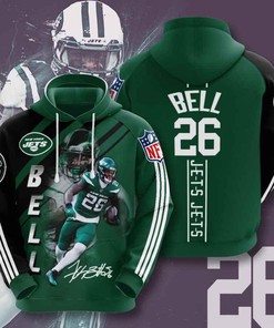 Sports American Football Nfl New York Jets Leveon Bell 3D All Over Print Zip Up Hoodie Option