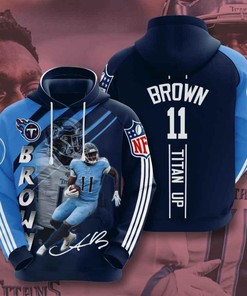 Sports American Football Nfl Tennessee Titans A J Brown 3D All Over Print Zip Up Hoodie Option