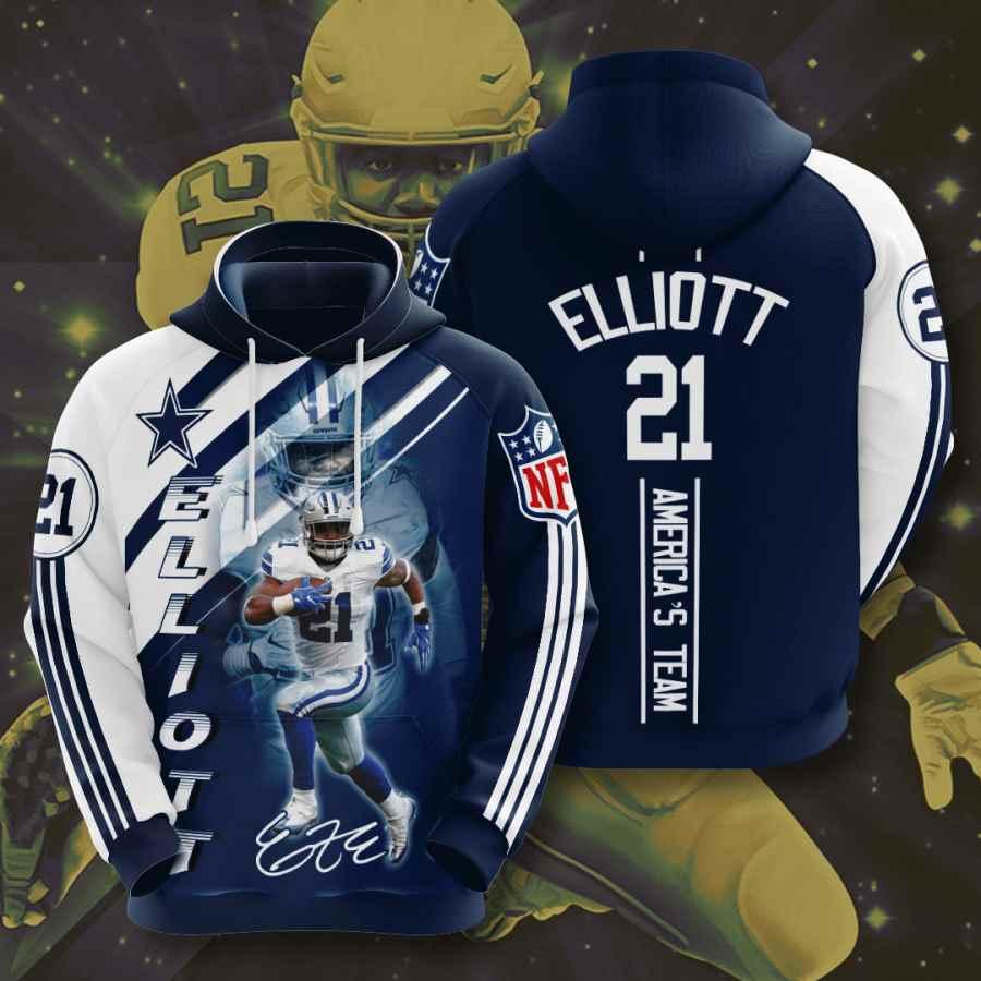 Sports American Nfl Dallas Cowboys Ezekiel Elliott 3D All Over Print Zip Up Hoodie Option