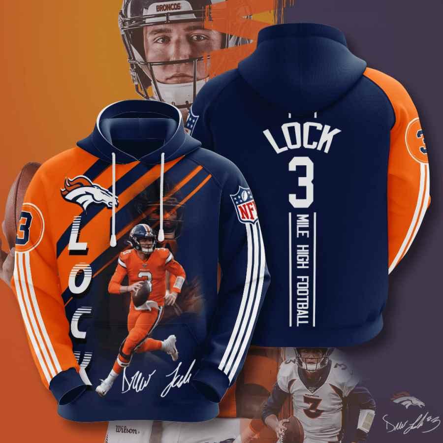 Sports American Nfl Denver Broncos Drew Lock 3D All Over Print Zip Up Hoodie Option