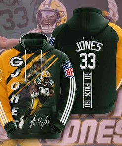 Sports American Nfl Green Bay Packers Aaron Jones 3D All Over Print Zip Up Hoodie Option