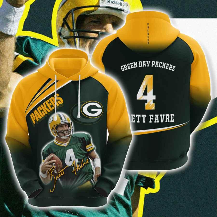 Sports American Nfl Green Bay Packers Brett Favre 3D All Over Print Zip Up Hoodie Option