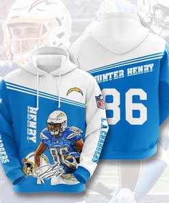 Sports American Nfl Los Angeles Chargers Hunter Henry 3D All Over Print Zip Up Hoodie Option