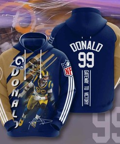 Sports American Nfl Los Angeles Rams Aaron Donald 3D All Over Print Zip Up Hoodie Option