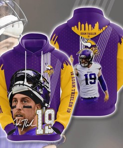 Sports American Nfl Minnesota Vikings Adam Thielen 3D All Over Print Zip Up Hoodie Option