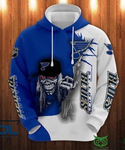 St Louis Blues Nhl Skull Wearing Cap 3D Printed Hoodie Sweatshirt Tshirt