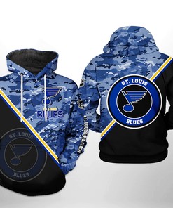 St. Louis Blues Nhl Camo Team 3D All Over Print Zip Up Hoodie Option