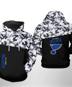 St. Louis Blues Nhl Camo Veteran 3D All Over Print Zip Up Hoodie Option