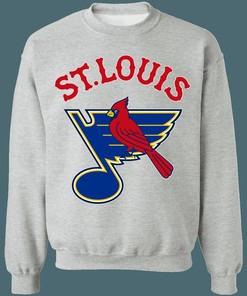 St.Louis Blues Cardinals MASH-UP MLB NHL Crewneck Sweatshirt Hoodie Shirt Gifts for Fans