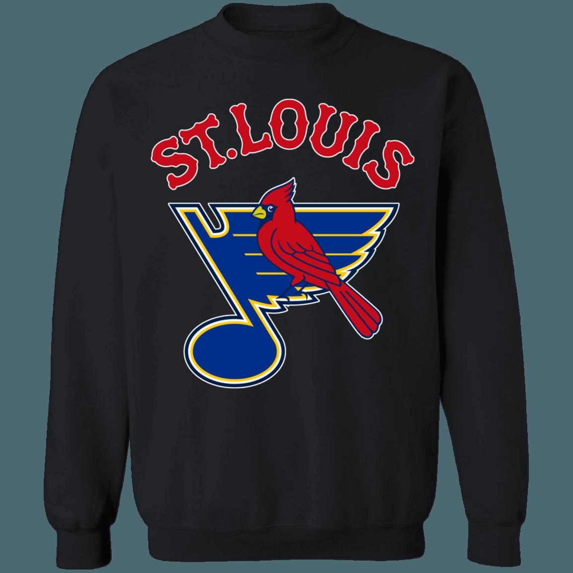 St.Louis Blues Cardinals MASH-UP MLB NHL Crewneck Sweatshirt Hoodie Shirt Gifts for Fans - Image 2
