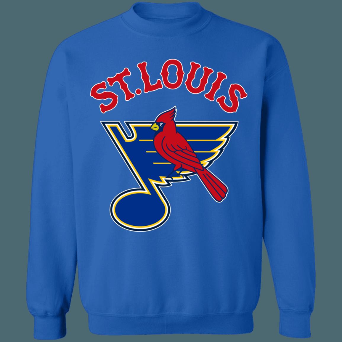 St.Louis Blues Cardinals MASH-UP MLB NHL Crewneck Sweatshirt Hoodie Shirt Gifts for Fans - Image 3
