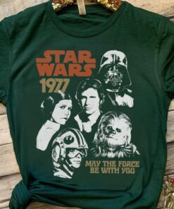 Star Wars 1977 Characters Vader Leia Han Solo Vintage Portrait Collage Shirt, Unisex T-shirt Family Birthday Gift Adult Kid Toddler Tee
