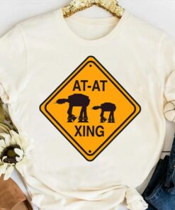 Star Wars AT-AT Walker Crossing Street Sign Graphic Shirt, Galaxy's Edge Holiday Unisex T-shirt Family Birthday Gift Adult Kid Toddler Tee