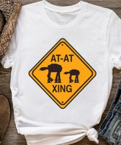 Star Wars AT-AT Walker Crossing Street Sign Graphic Shirt, Galaxy's Edge Holiday Unisex T-shirt Family Birthday Gift Adult Kid Toddler Tee