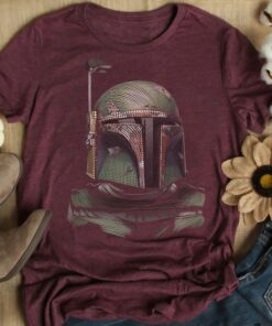 Star Wars Boba Fett Detailed Dotted Portrait T-Shirt, Star Wars Fan Gift, Disneyland Trip Vacation Gift Unisex T-shirt Kid Shirt