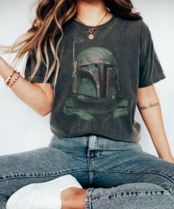 Star Wars Boba Fett Detailed Dotted Portrait T-Shirt, Star Wars Fan Gift, Disneyland Trip Vacation Gift Unisex T-shirt Kid Shirt